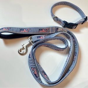 Vineyard vines x Target dog collar and leash blue gingham